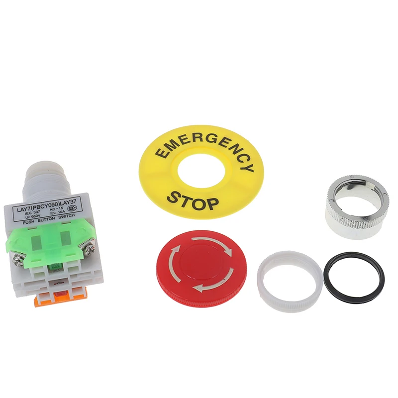 Переключатель переменного тока 660 В 10 А красная крышка в форме гриба 1NO 1NC DPST