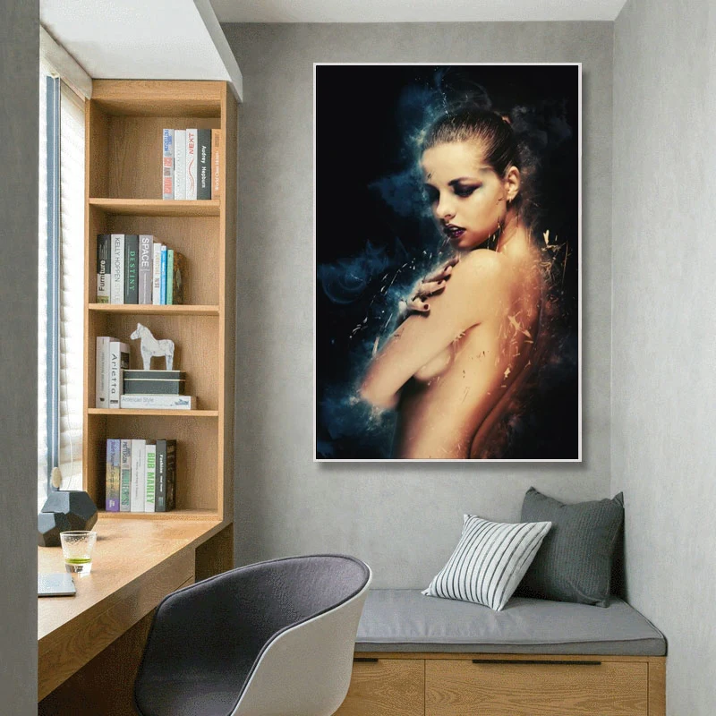 Современная картина маслом на холсте с сексуальным телом обнаженной женщины