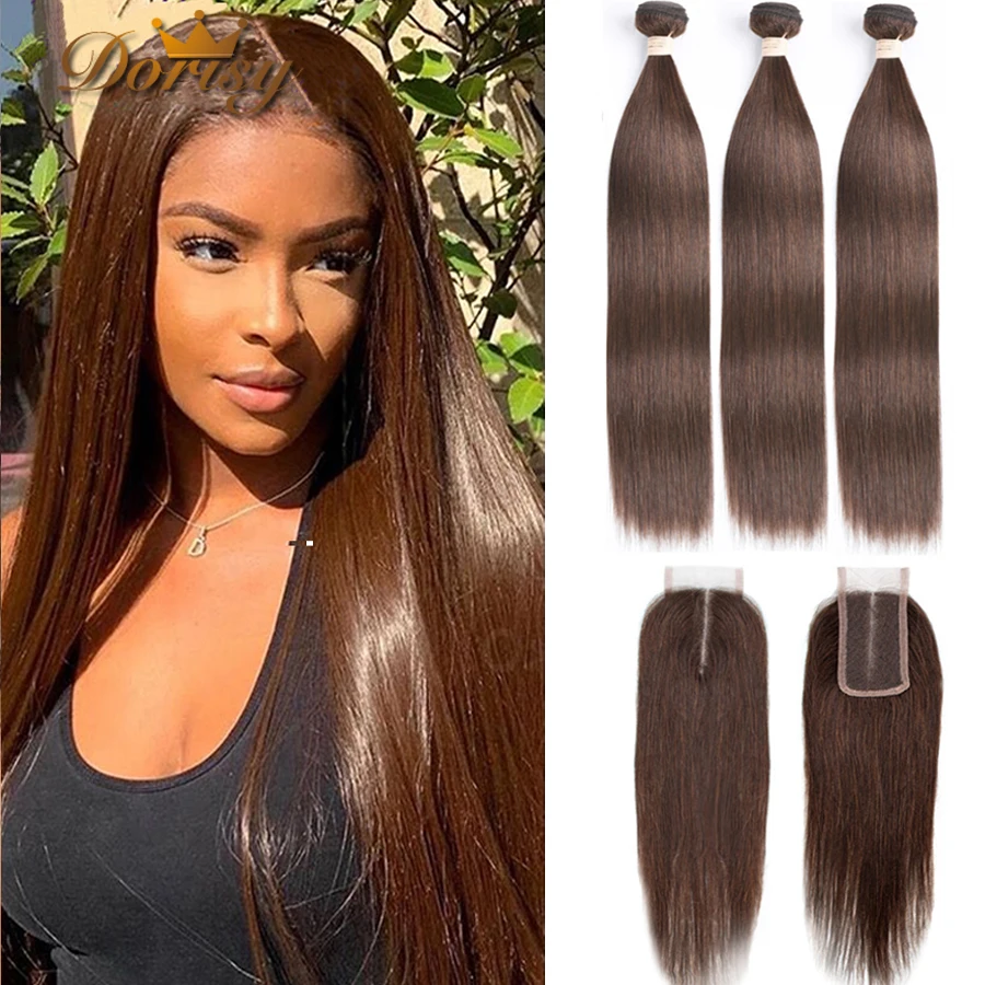 Светильник коричневый пряди с закрытием перуанские волосы прямые человеческие