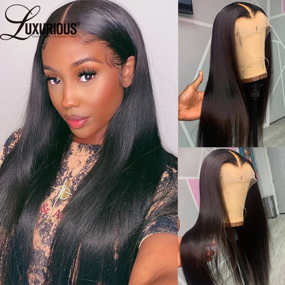 

180% 13x4 Lace Front Wigs Natural Black Straight Human Hair Wigs For Women Brazilian Remy Hair 360 Lace Frontal Wig Pre Plucked