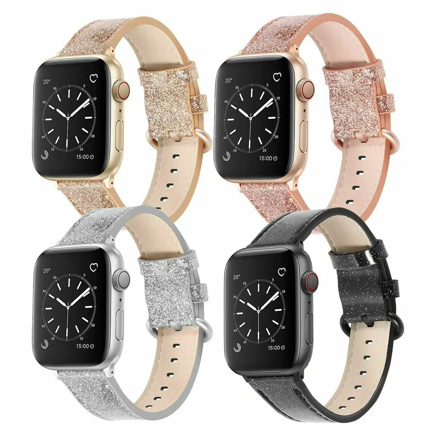 Glitter Leather Classic Watch Strap For Apple Watch Series 1 2 3 4 5 Band Women Bracelet For 42/44mm 38/40mm iWatch Straps