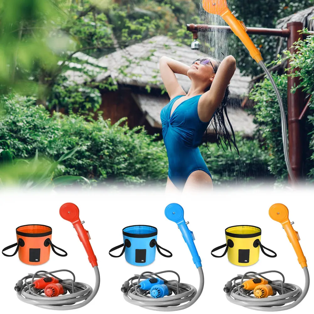 

Car Shower Portable Outdoor Shower Nozzle Convenient for Camping and Bathing With 20L Folding Bucket Set Outdoor Camping