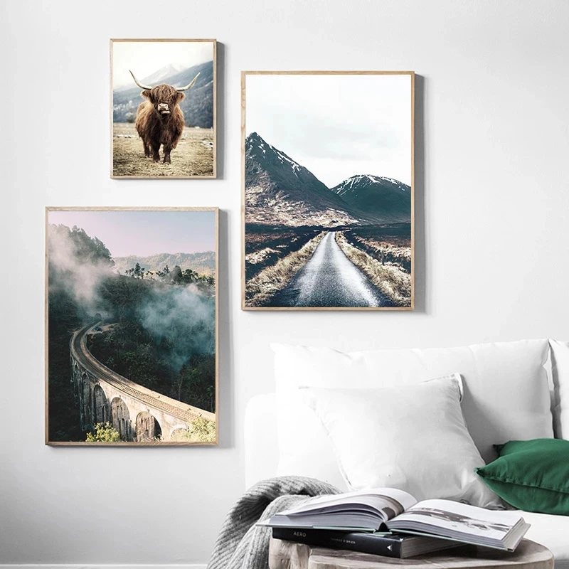 

Wall Art Landscape Poster Nordic Nine Arch Bridge Foggy Forest Print Painting Scandinavian Decoration Picture Home Decor