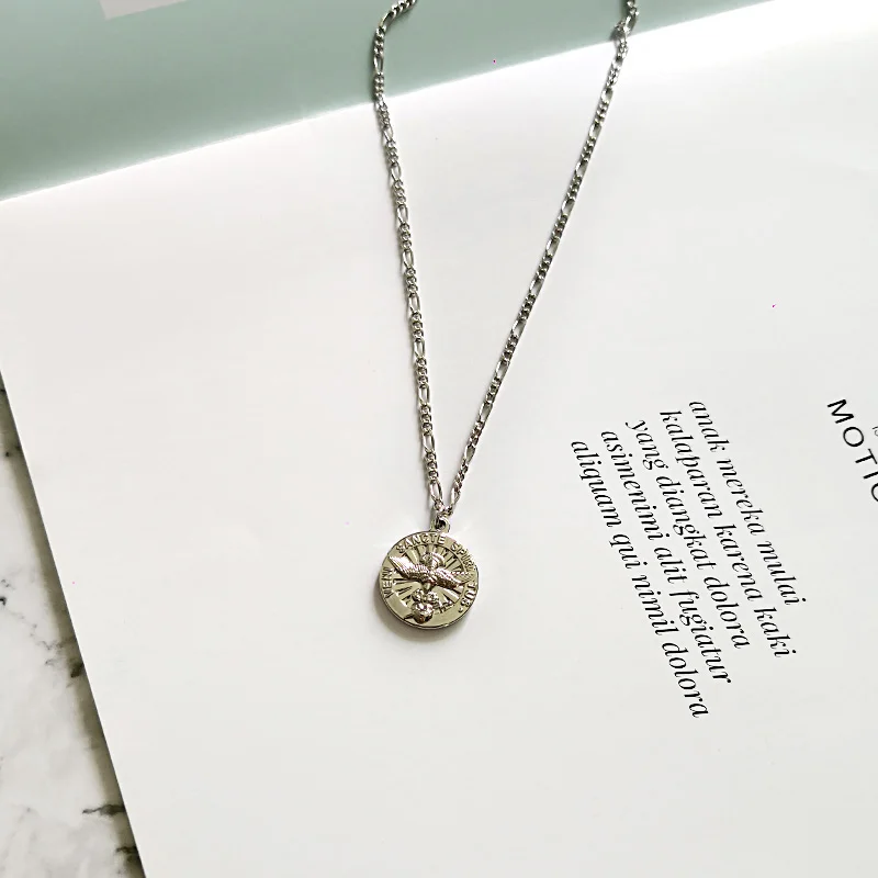 Holy Spirit Silver Peri'sbox модное Золотое медальон в форме монеты ожерелье королева елизания ожерелье с портретом шикарные золотые подвески для женщин - Окраска металла: Holy Spirit Silver
