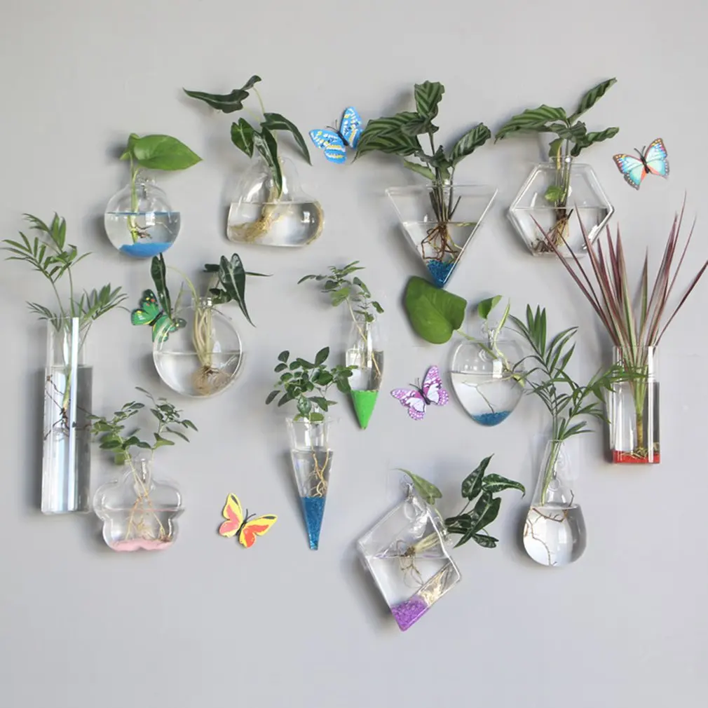 

Wall Hanging Hydroponic Glass Vase Transparent Fish Tank Green Plant Plant Pot Creative Home Wall Hanging Decorations