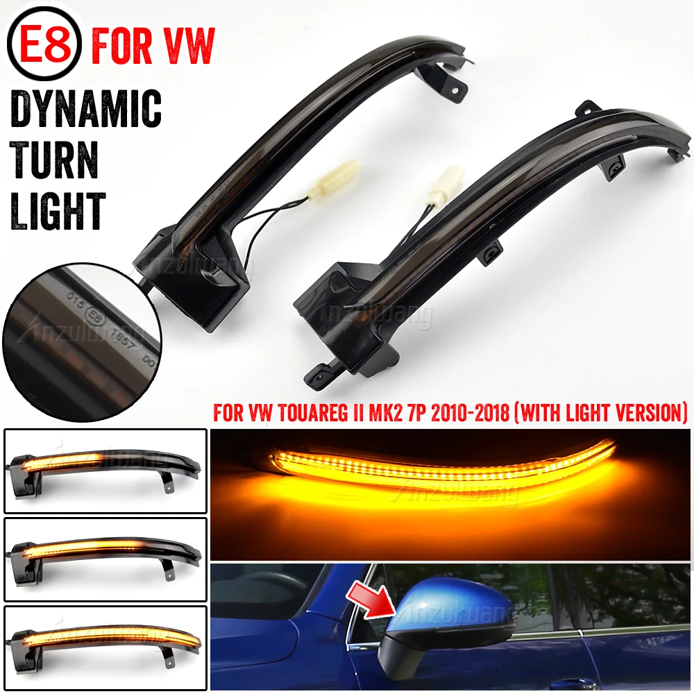 

For VW Volkswagen Touareg II MK2 7P 2010 2011 2012 - 2018 Car LED Dynamic Turn Signal Light Blinker Indicator Side Mirror Lamps