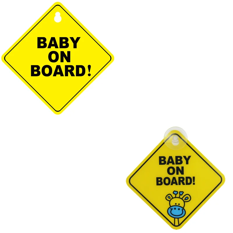 

Car Sticker Baby ON BOARD WARNING SAFETY SIGN Sticker Decal with Sucker for Car Vehicle Window Sticker Auto Accessories