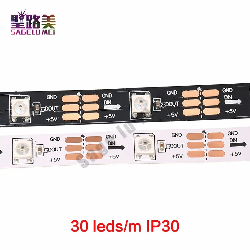 1 м 5 DC5V WS2812B WS2812 Светодиодная лента индивидуально Адресуемая умная RGB светильник