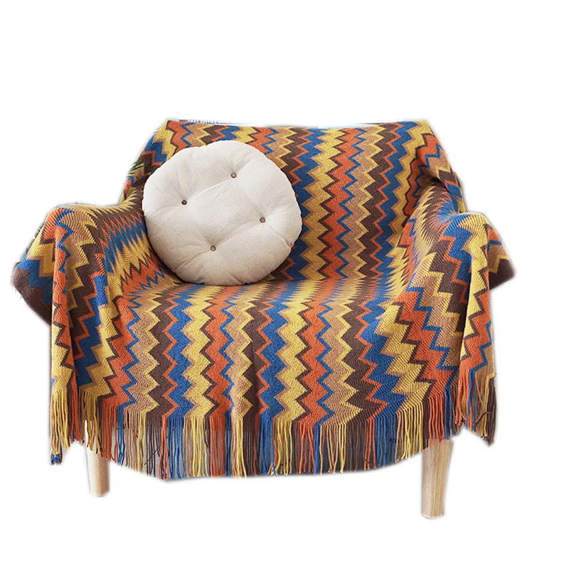 

Bohemia Style Knitted Blanket Thread Blanket Leisure Shawl Blanket Sofa Blanket Bed End Blanket