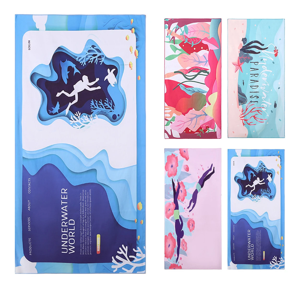 Пляжное полотенце из микрофибры с двусторонней печатью супер впитывающее