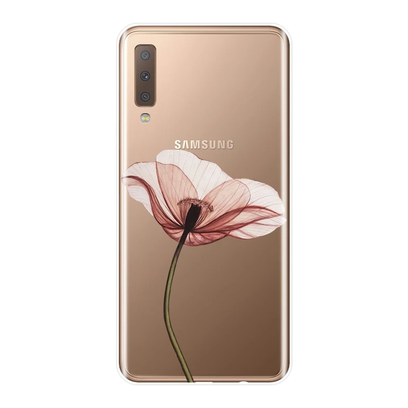 Чехол для Samsung Galaxy A6 A8 Plus 2018 A5 A7 силиконовый чехол с розовыми цветами A3 2016 2017
