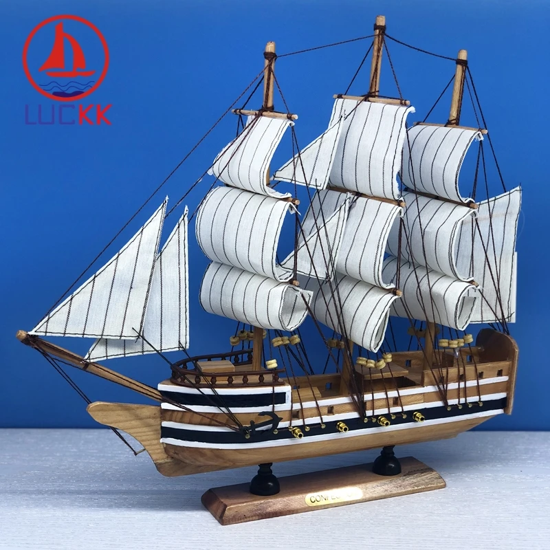 LUCKK 33 см морской корабль миниатюрная Статуэтка классический орнамент деревянная