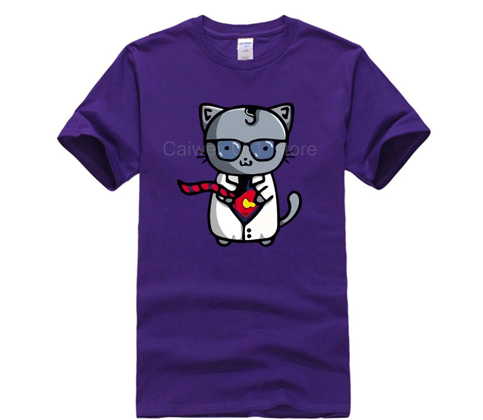 

100% Cotton Men's white short sleeve t shirt Trendy Creative Graphic cat fashion Summer Mens T Shirt
