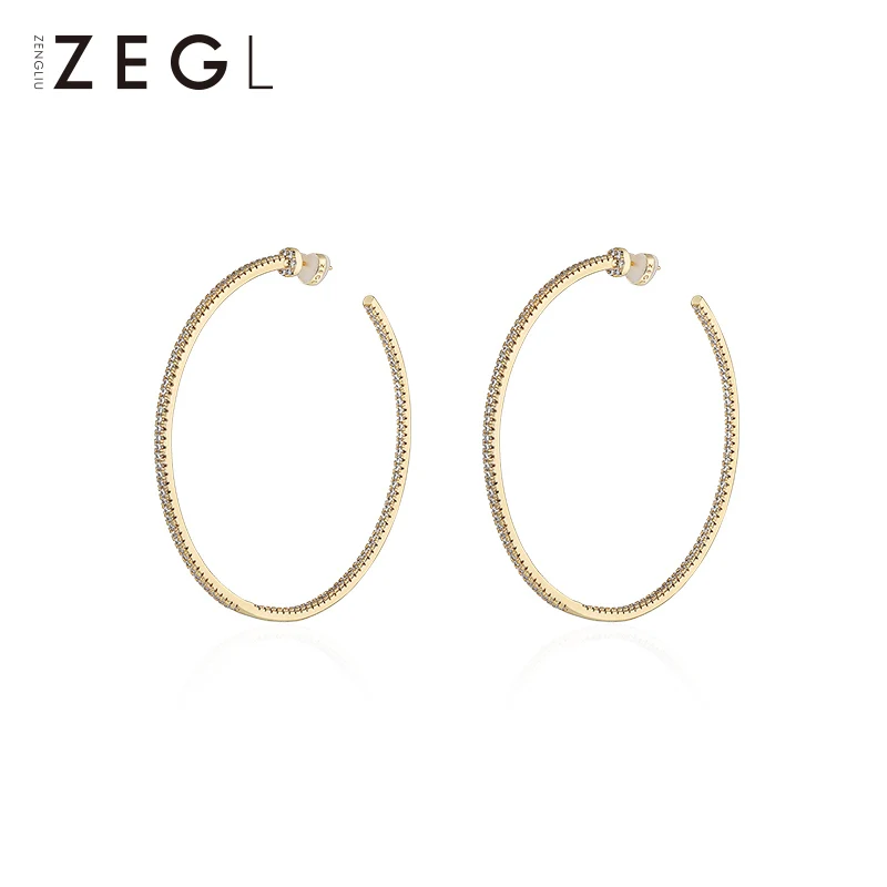 ZENGLIU большие круглые серьги женские в гонконгском стиле гвоздики подходят для