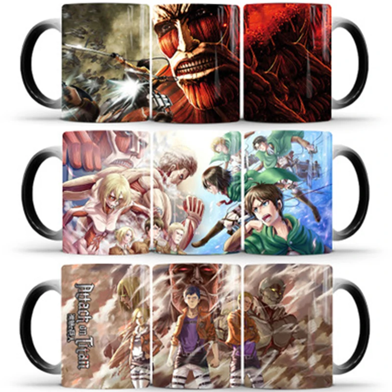1Pcs New 350mL 6 Styles Attack on Titan Coffee Mug Cold Hot Heat Color Change Magic Tea Milk Cups Birthday Gifts for Friends | Дом и сад