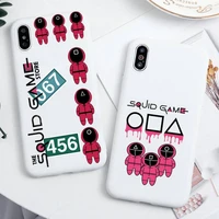 korean hot movies squid game phone case for iphone 13 12 11 pro max mini xs 8 7 6 6s plus x se 2020 xr candy white cover
