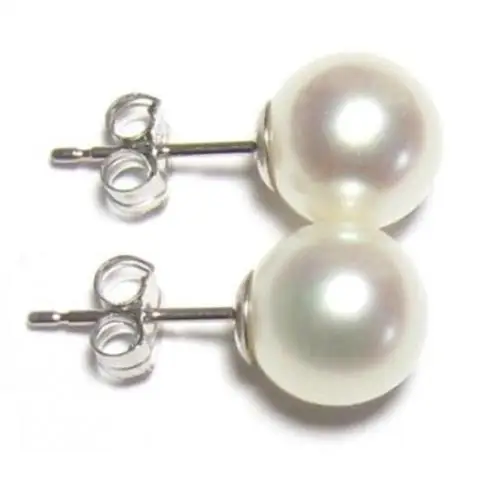 

9-10MM AAA PERFECT south sea white pearl earrings 14K GOLD