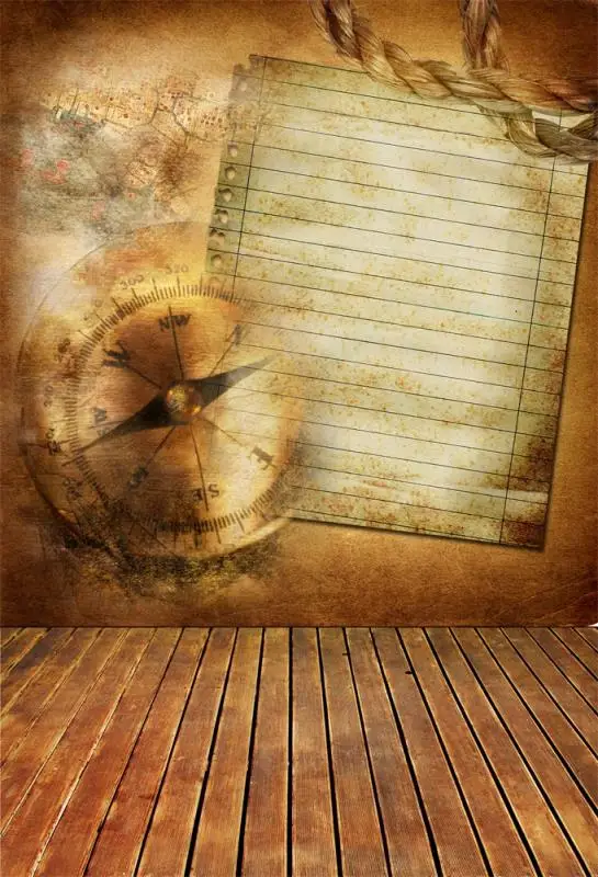 Laeacco Old World Map Rope Compass Wooden Board Baby Photographic Backgrounds Customized Photography Backdrops For Photo Studio |