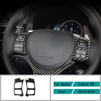 carbon fiber car accessories interior steering wheel button decoration protective cover trim stickers for lexus nx 2014 2019