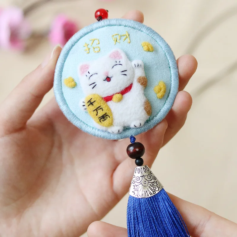 Азиатская мода Благословение Амулет вышивка DIY Материал Шерсть Войлок игла набор