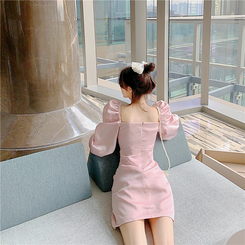 Высококачественное атласное платье с длинным рукавом платья в стиле ретро