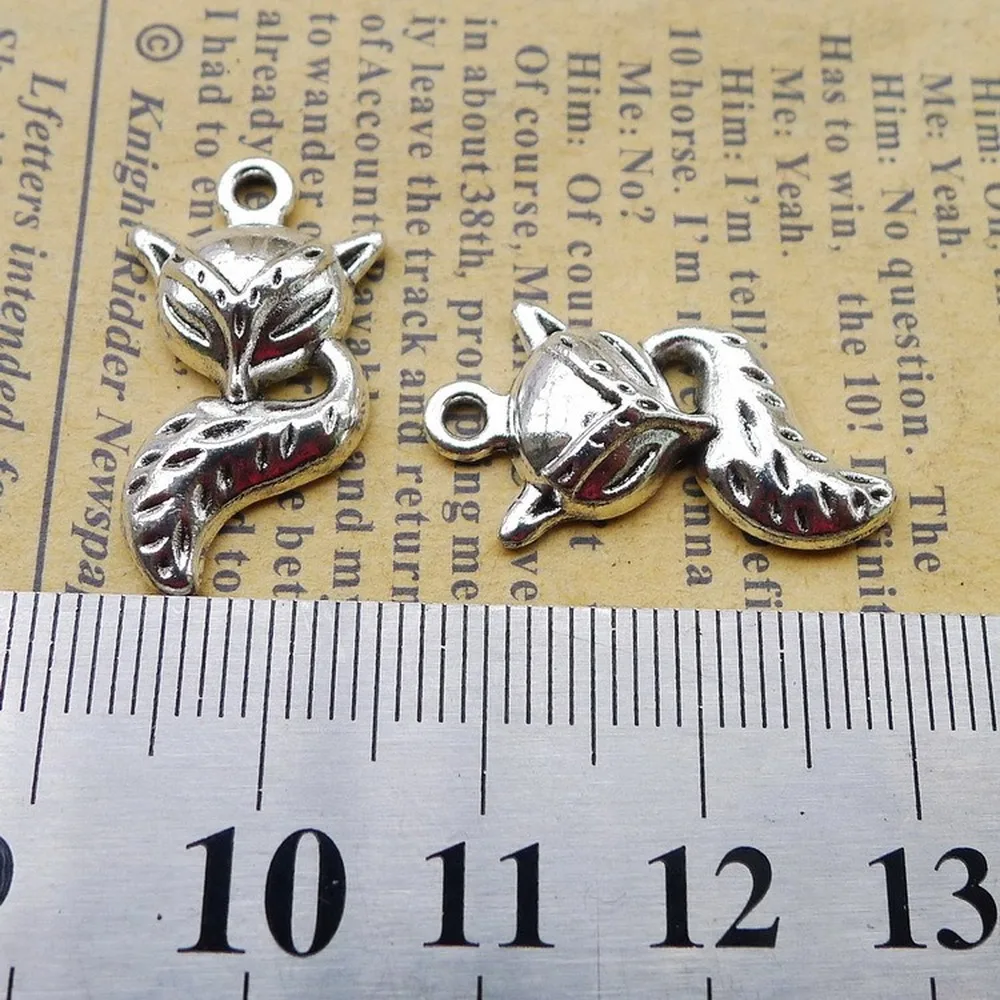

150pcs Fox Charms 13mm x 24mm DIY Jewelry Making Pendant antique silver color