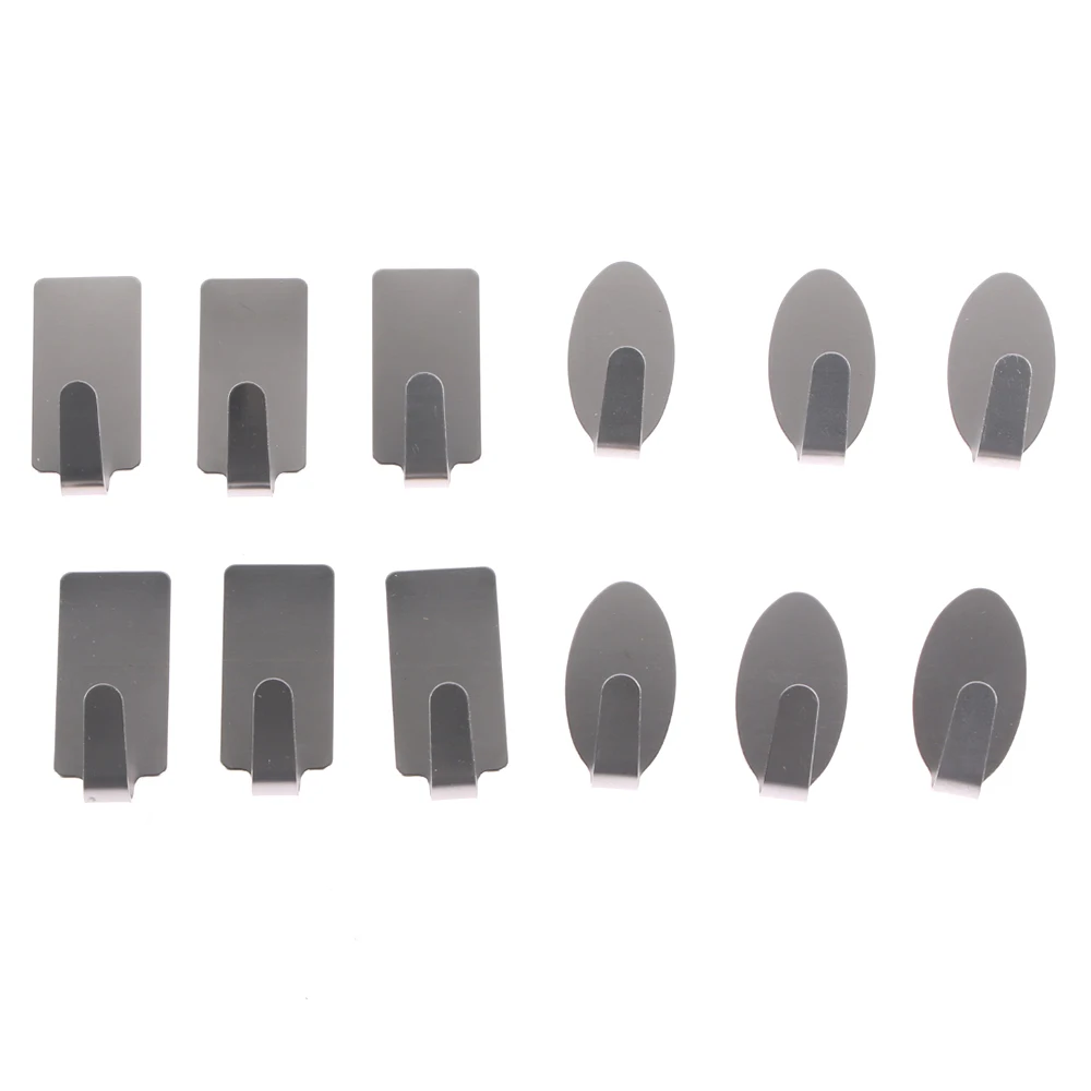 

6pcs Adhesive Stainless Steel Towel Hooks Family Robe Hanging Hooks Hats Bag Family Robe Hats Bag Key Adhesive Wall Hanger