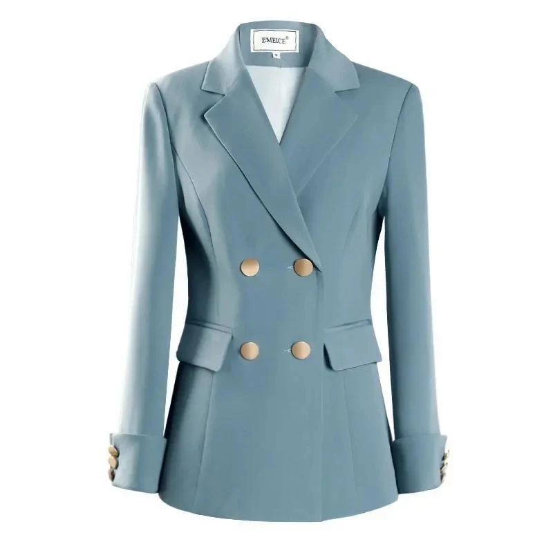 

Office Lady Suit Jackets Spring Autumn Fashion Slim Women Blazers Elegant Temperament Double Breasted All-Match Female Coat Top