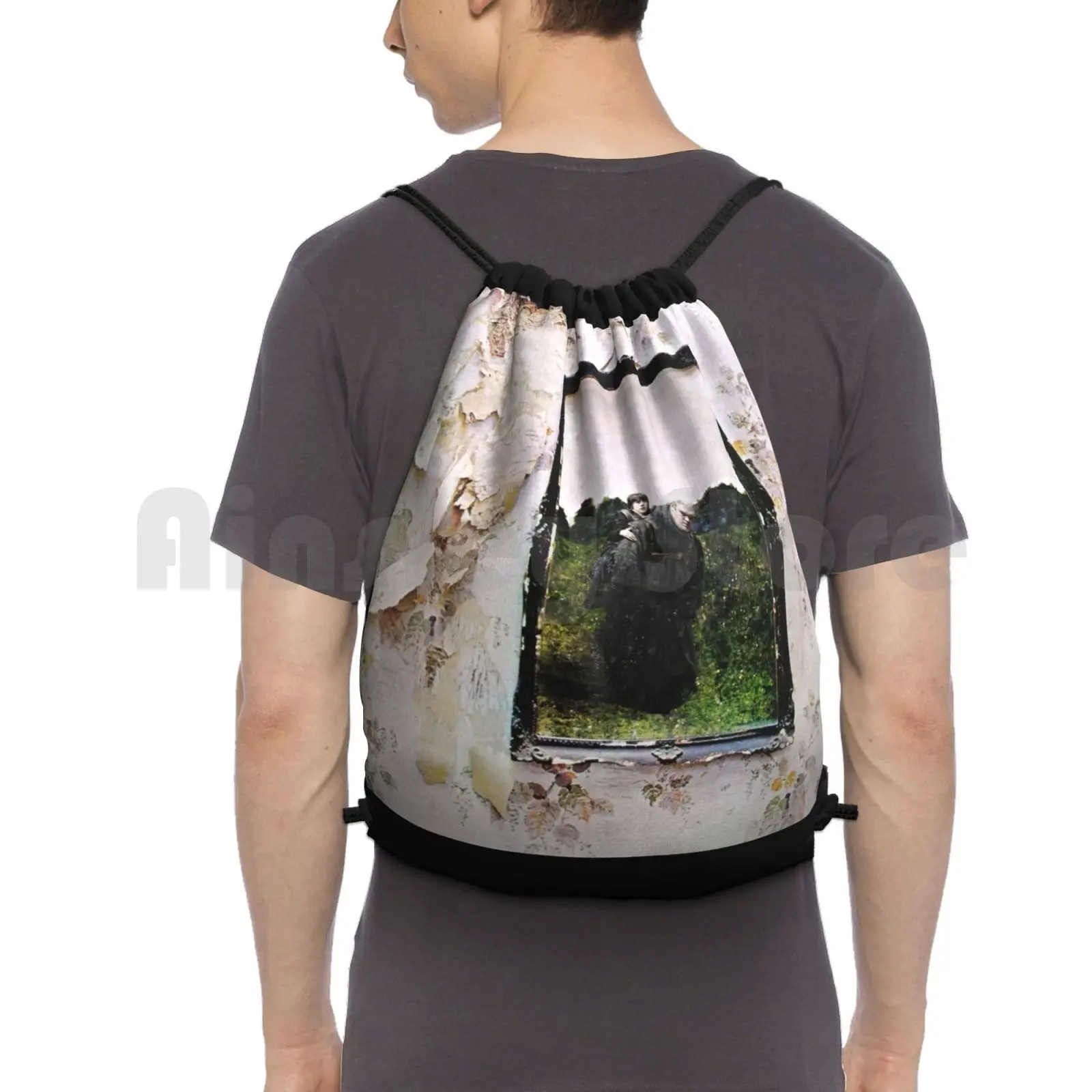 

In Through Backpack Drawstring Bag Riding Climbing Gym Bag Music Vinyl Vinyl Records Vinyl Record Gramophone Popart Pop Mash