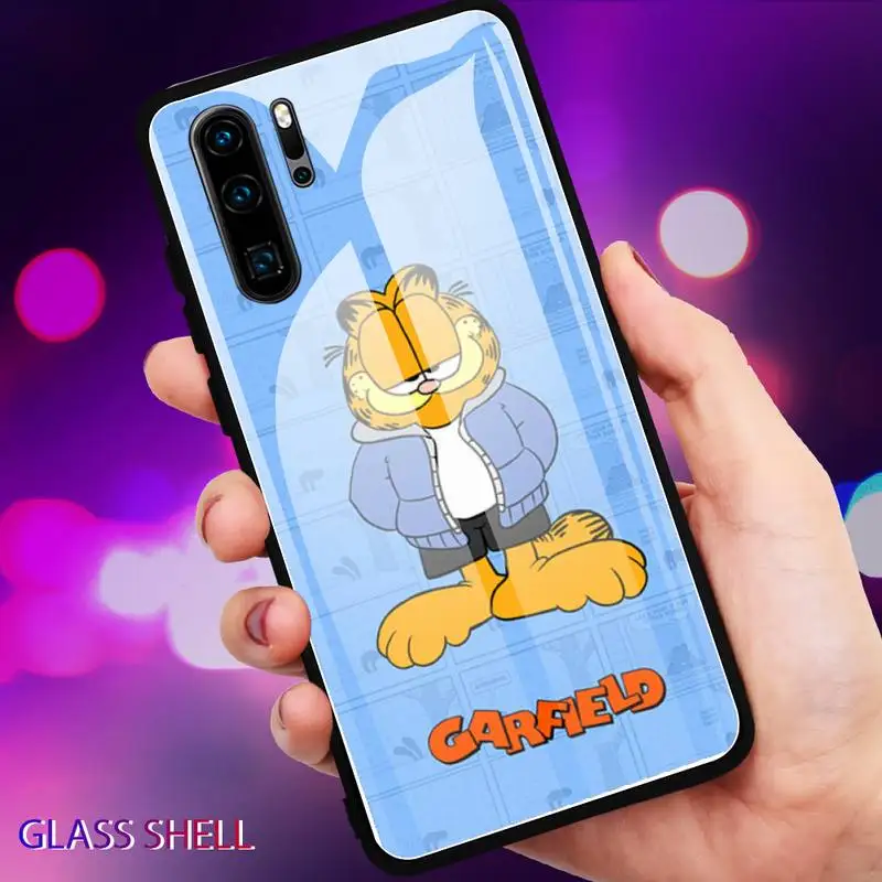 

Cute coffee cat Phone Case For Huawei P9 10Plus 20PRO P30 Lite Back Cover Tempered Glass Cases For NOVA 3E Series