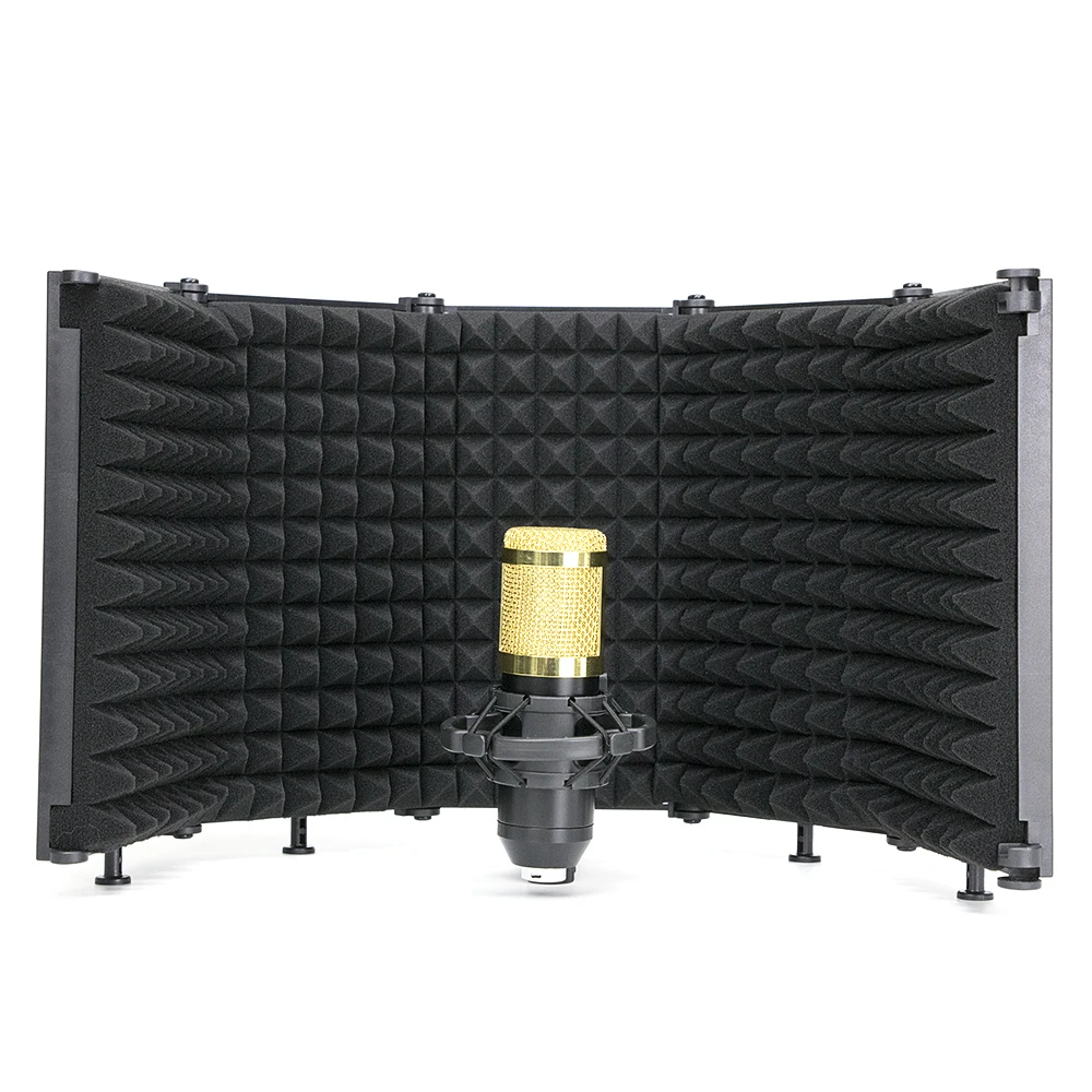 Professional Studio Recording Microphone Pop Filter Foldable Isolation Shield High Density Foam Wind Screen for BM800 Microphone mic stand