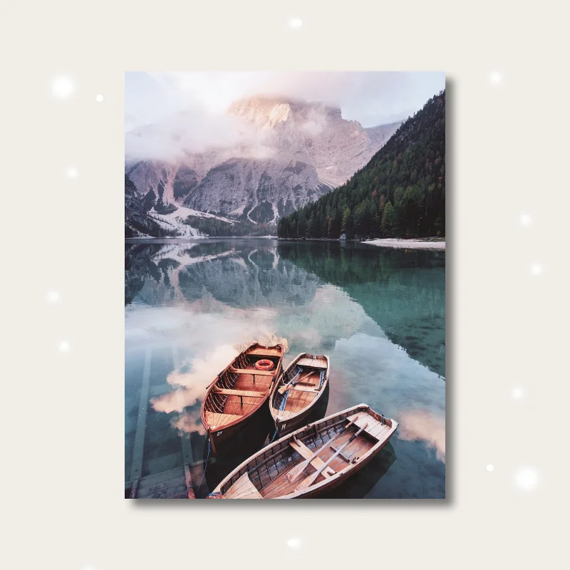 Conisi Северный Озеро Лодка лес постер скандинавский природный пейзаж настенная