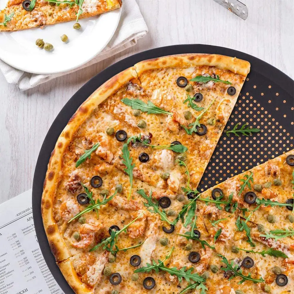 40% хит продаж! Круглая пластина с антипригарным покрытием Для Выпечки Пиццы