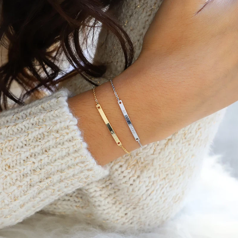 Женский браслет из нержавеющей стали с гравировкой имени | Украшения и