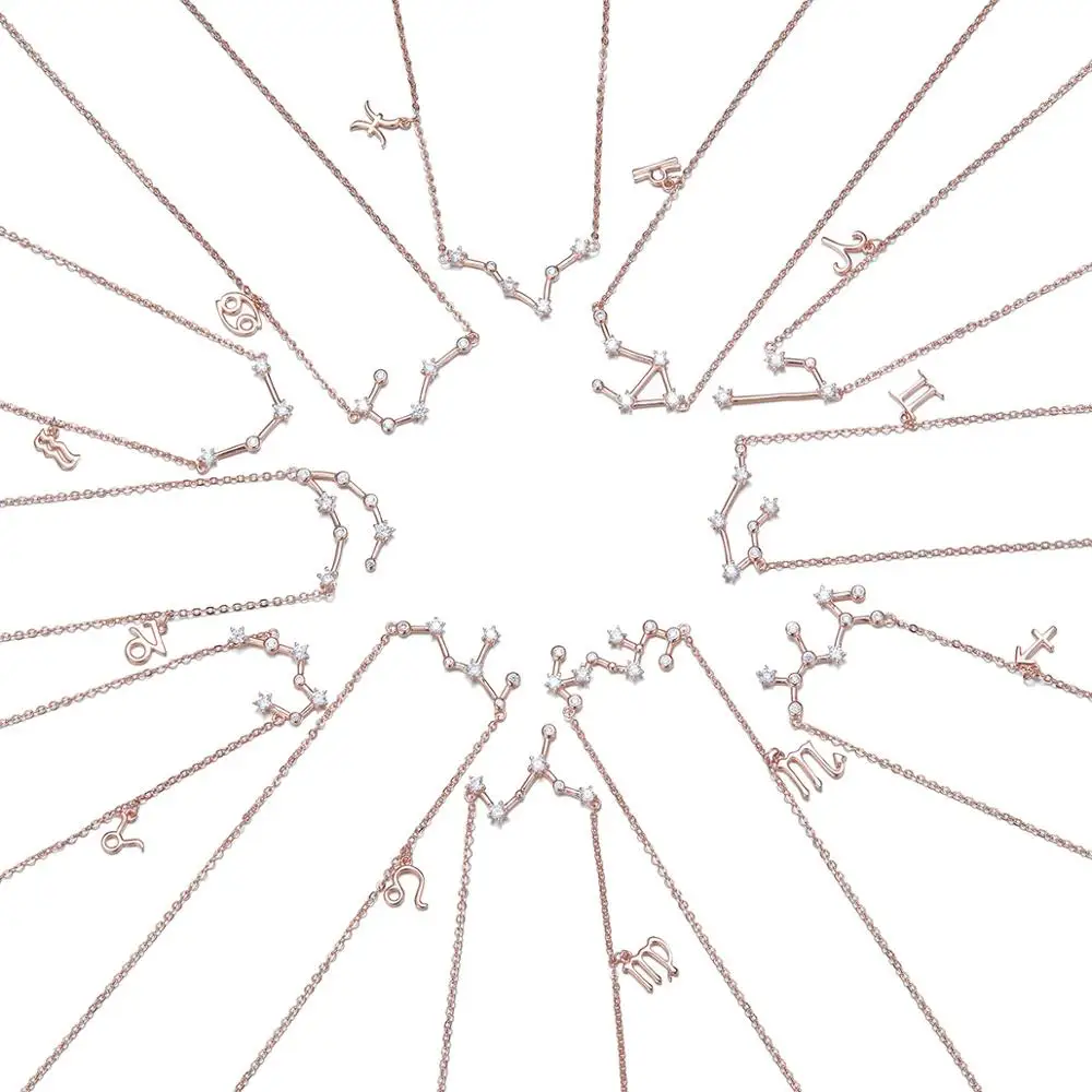 Женское ожерелье из серебра 925 пробы с 12 созвездиями|Ожерелья| |