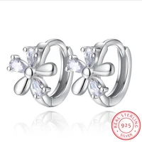 new fashion 925 sterling silver earrings zirconia plum flower stud earrings for women ear jewelry brincos s e251