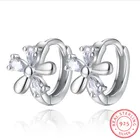 Exaggerated 925 Sterling Silver CZ Plum blossom Flower Hoop Earrings For Women Girl Fashion Piercing Huggie Earring oorbellen