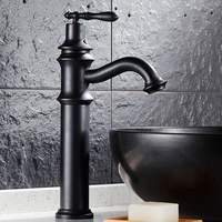 bathroom toilet black brass faucet european style retro hot and cold mixing basin bamboo faucet single handle high style faucet