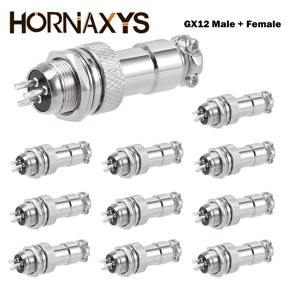 

10 pairs 7/16" GX12 Aviation Circular Connector (10female+10male=10Set)GX12 2 3 4 5 6 7pin Male Plug Female Socket 12mm DF12 M12