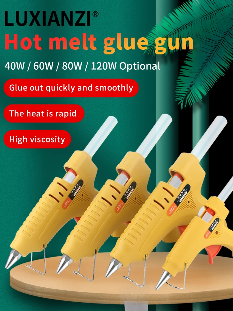 

LUXIANZI 40W/60W/80W/120W Hot Melt Glue Gun Set With 7/11mm Glue Sticks High Temp Electric Heater Repair DIY Tool Mini Guns