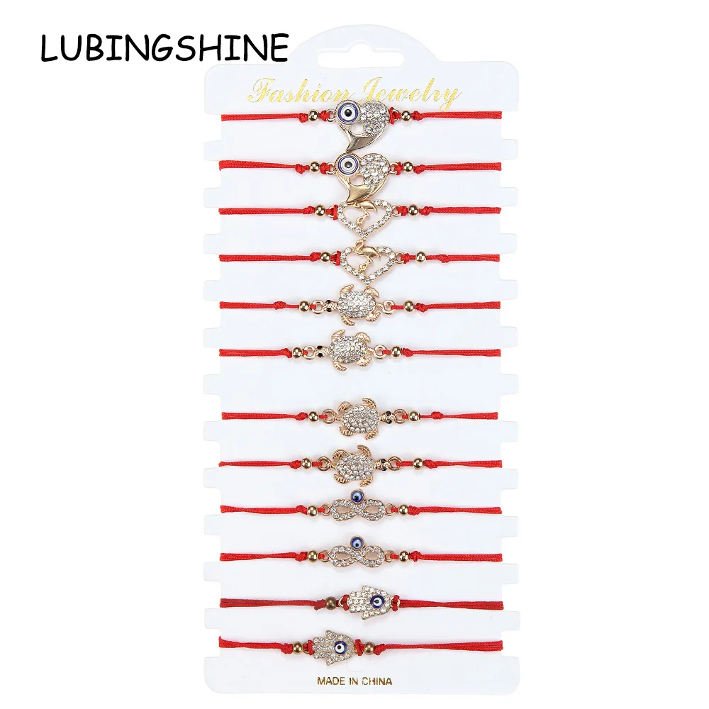 12 шт./компл. браслет с кристаллами в виде морских звезд злых глаз женский красный