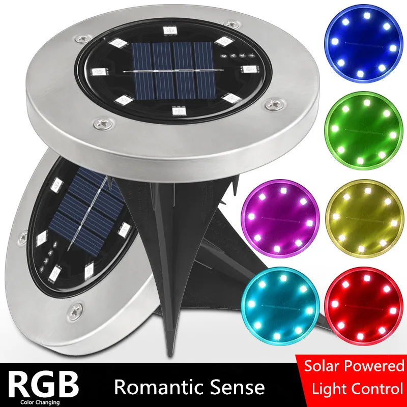 

1pcs LED Solar Light RGB Outdoor Ground Lamp Landscape Lawn Yard Walkway Decking Underground Buried Light Home Garden Decoration