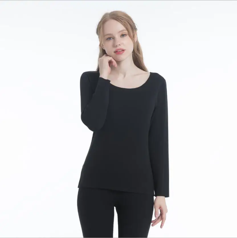 thermal shirt women Термобелье водолазка зимняя женская одежда костюм Fever шлифовальные кальсоны теплая рубашка с подогревом термобелье черный топ - Цвет: thermal shirt women