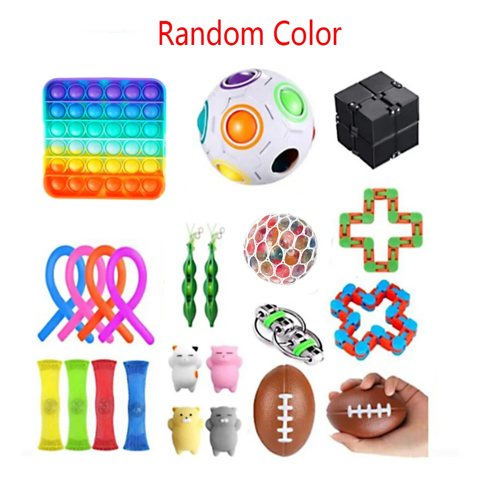 

19PCS Sensory Fidget Toys Set Popit Gift Pack Anti Stress Stretchy Strings Adults Kids Squishy Sensory Stress Relief Figet Toys