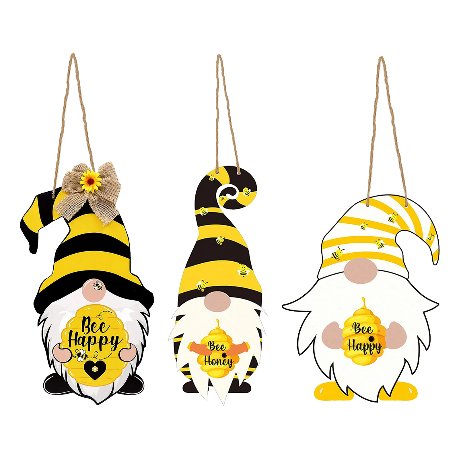 

Happy Bee's Day Gnome Door Hanging Sign Plaque Gnome Wall Sign Yard Decors