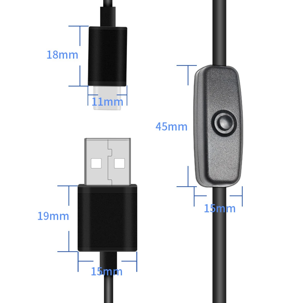 Удлинитель 5V 3A USB к проводному зарядному кабелю типа C прочные аксессуары с переключателем выключатель данных для Raspberry Pi 4