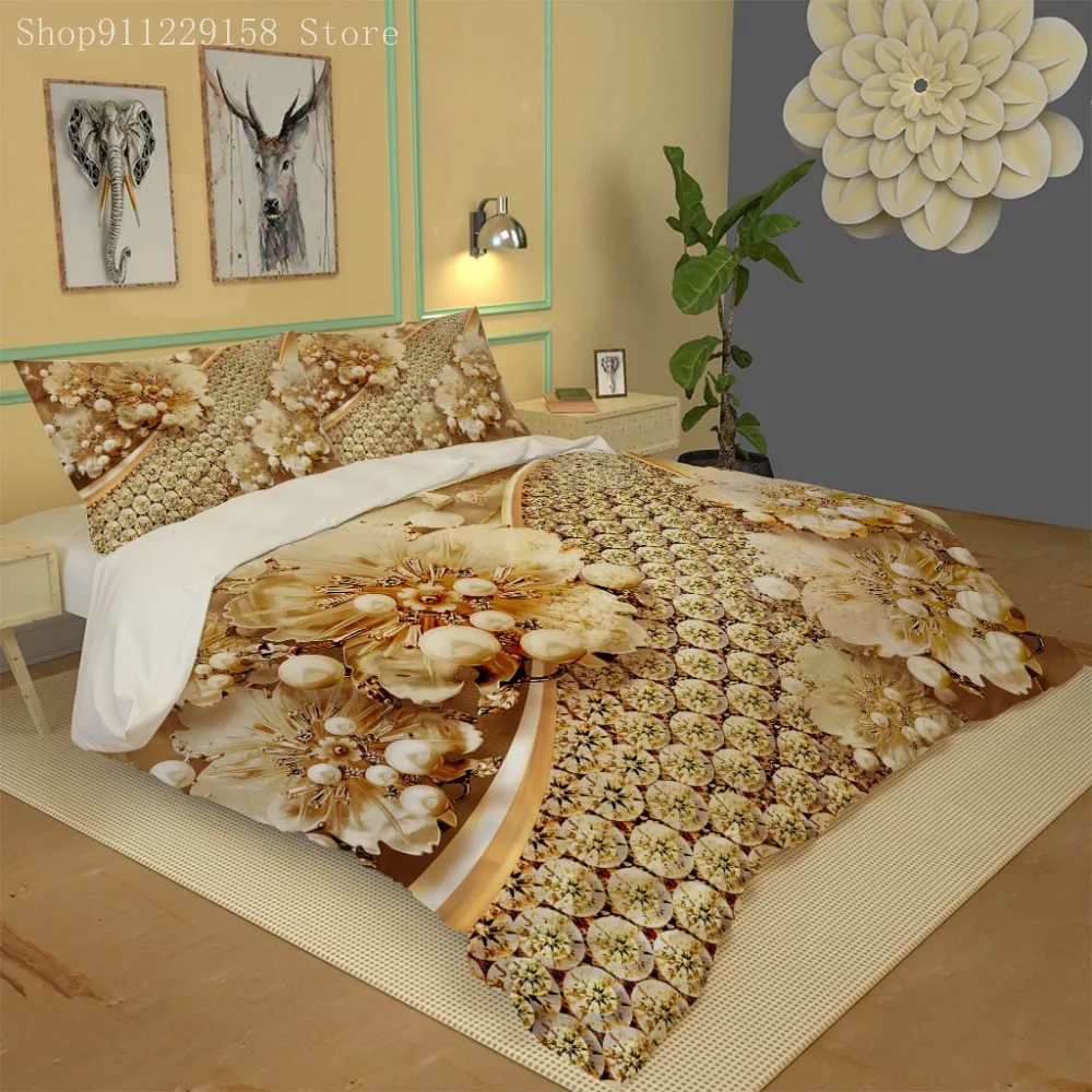 

Luxury Bedding 3D Floral Pattern Duvet cover set 3D Bedding set soft Microfiber Bedspread home textiles Beige Bed Sets