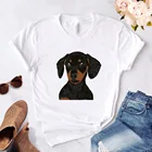 Такса kawaii streetwear tees, для женщин, летняя модная майка с графическим изображением собаки футболки женский Harajuku с коротким рукавом Футболка Hipster