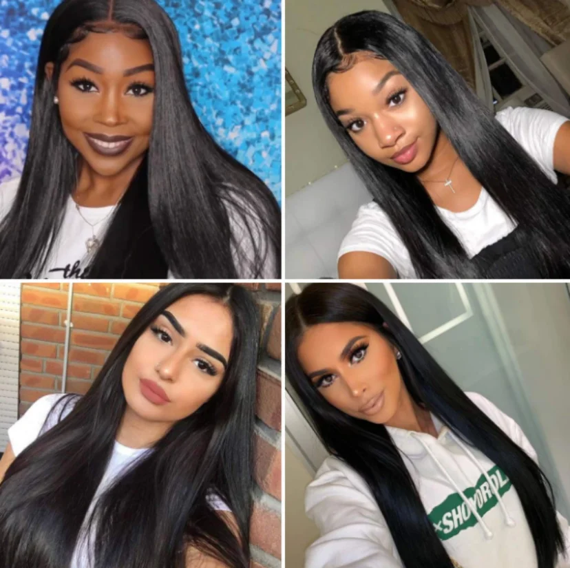 QT Hair 4X4 Lace Closure Brazilian Straight Human Remy Transparent Free/Middle/Three Part With Baby 10-20 Inch | Шиньоны и парики