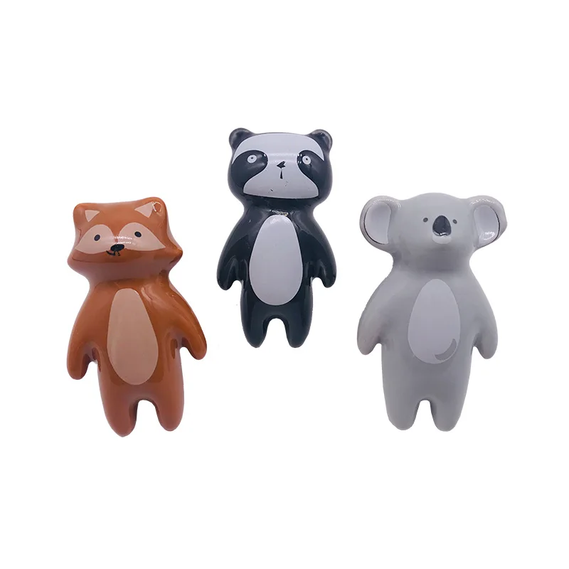 1 шт. ручка с мультипликационным животным керамическим рисунком Panda Fox изображения детские шкафы с ручками домашние ящики Декор Мебель Оборудование